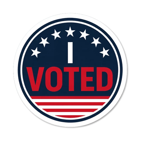 I Voted Patriotic Circle Election Sticker