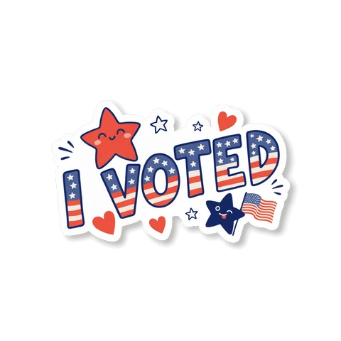 Patriotic I Voted Cute Stars Vinyl Sticker
