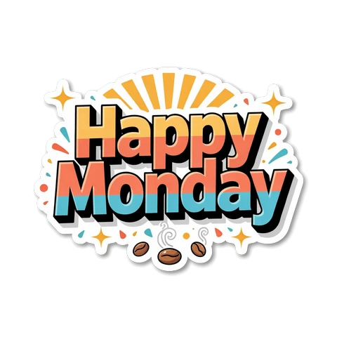Happy Monday Sunrise Typography Sticker