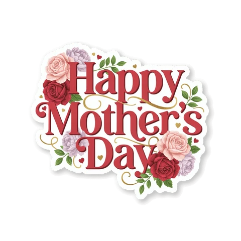 Happy Mother's Day Floral Roses Vinyl Sticker