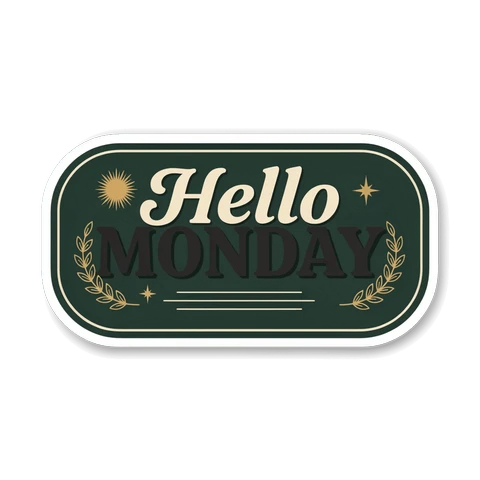 Hello Monday Vintage Typography Vinyl Sticker