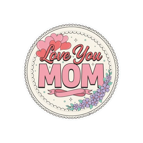 Love You Mom Floral Vinyl Sticker