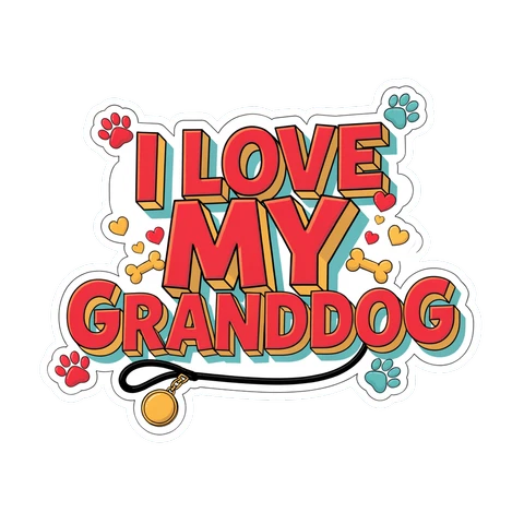 I Love My Granddog Retro Dog Lover Sticker