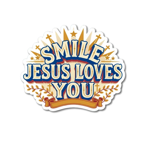Smile Jesus Loves You Retro Christian Vinyl Sticker