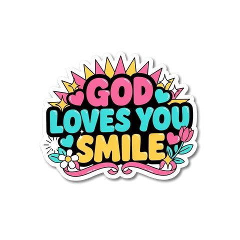 God Loves You Sticker - Cute Retro Christian Vinyl Decal