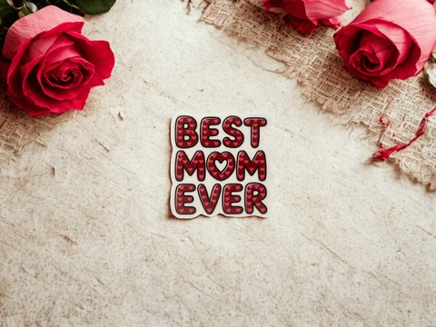 Best Mom Ever Heart Pattern Vinyl Sticker