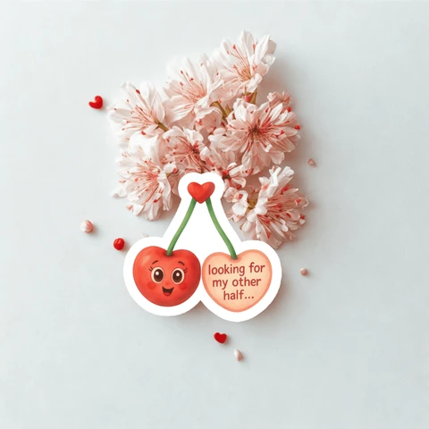 Cherry Sticker "Looking for My Other Half"