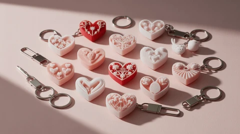 3D Printed Heart Keychains
