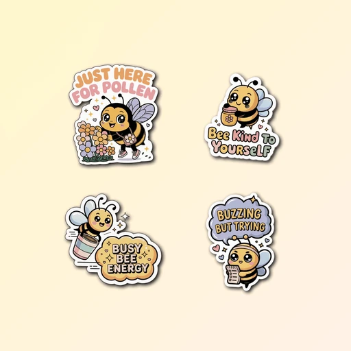 4 Cute Bee Sticker Pack