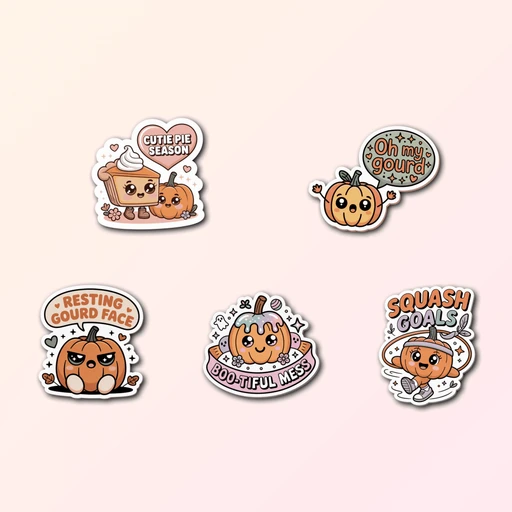 5 Cute Pumpkin Sticker Pack