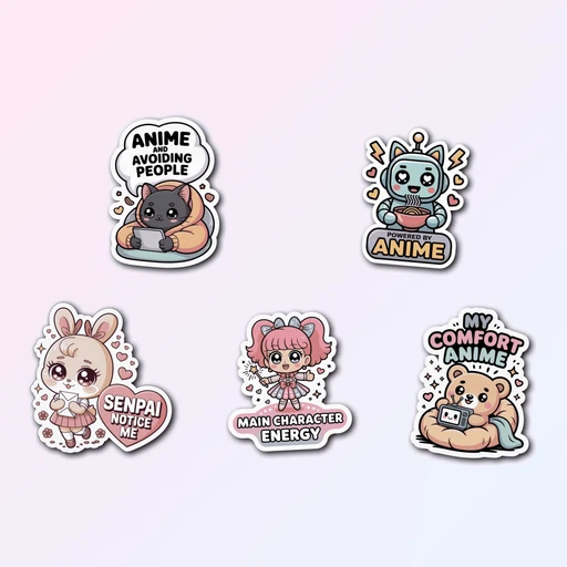 5 Kawaii Anime Sticker Pack