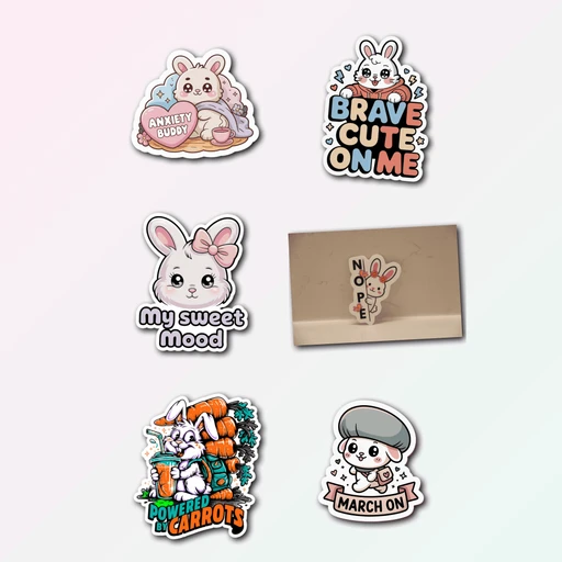 6 Kawaii Bunny Sticker Pack