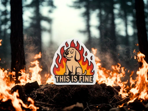 Funny Dog in Flames This Is Fine Sticker