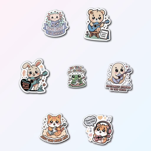 7 Cute Guitar Sticker Pack