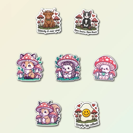 7 Cute Mushroom Woodland Sticker Pack — Premium Vinyl Decals