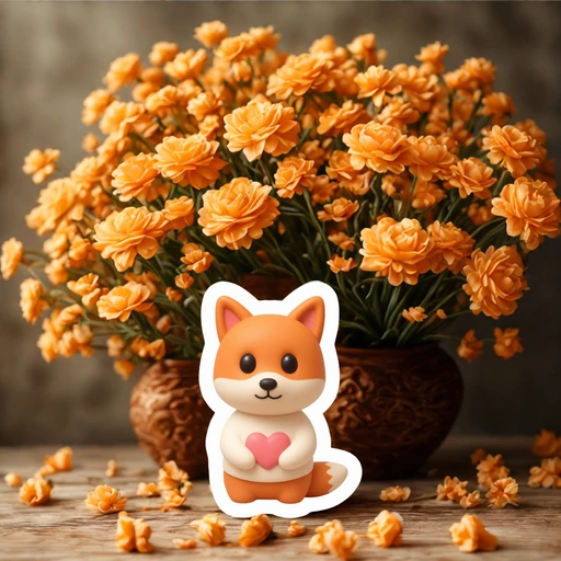 Cute Fox Sticker with Heart