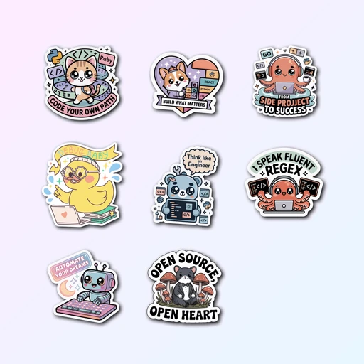 8 Cute Coding Sticker Pack — Premium Vinyl Decals
