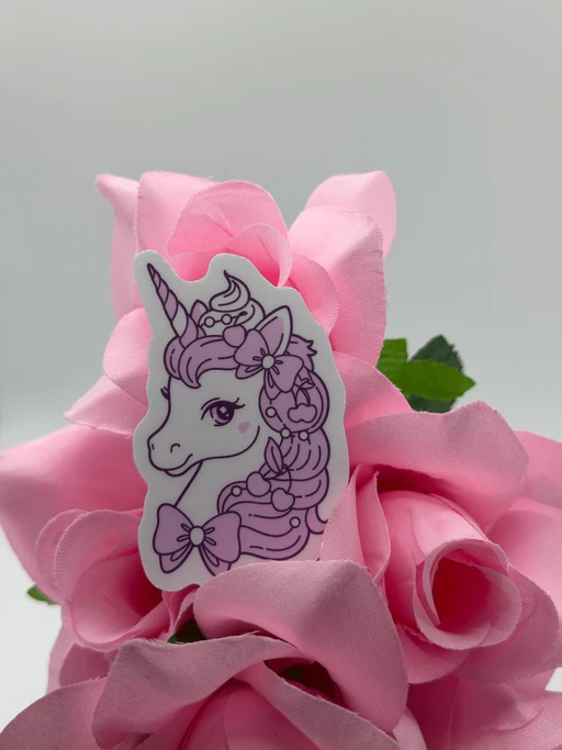 Cute Pink Unicorn With Bows and Cherries Sticker