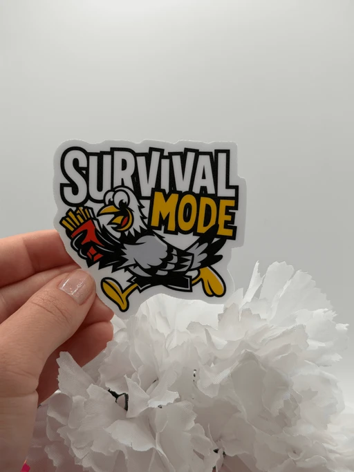 Survival Mode Vulture With Fries Funny Vinyl Sticker