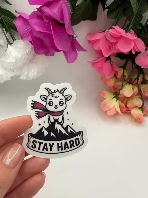 Cute Mountain Goat Stay Hard Motivational Sticker