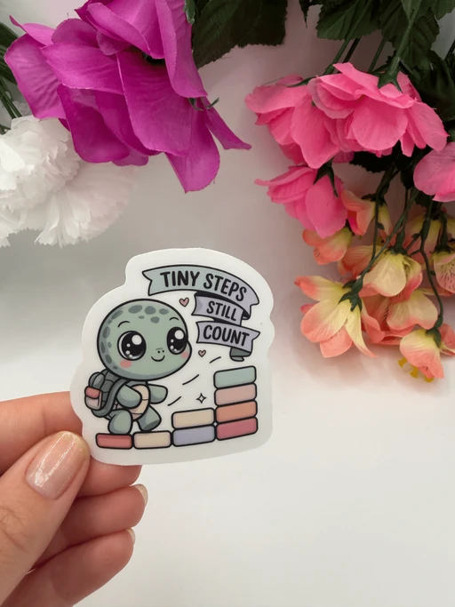 Cute Motivational Turtle Tiny Steps Still Count Sticker