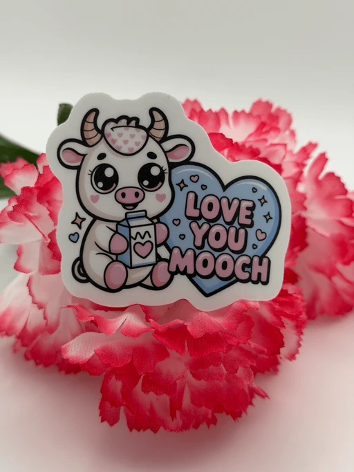 Cute Love You Mooch Cow Vinyl Sticker