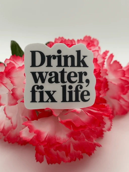 Inspirational "Drink Water Fix Life" Quote Sticker