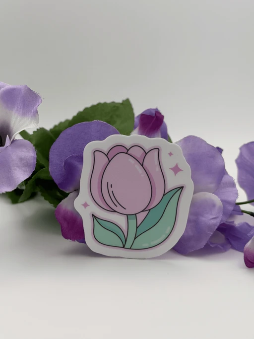 Cute Pink Tulip Flower Vinyl Sticker