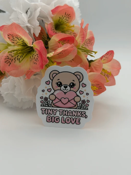 Cute Teddy Bear Tiny Thanks Big Love Sticker