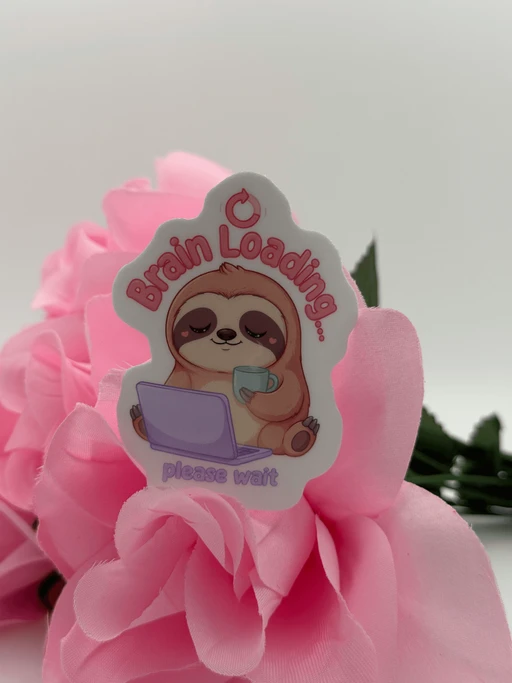 Cute Sloth Brain Loading Vinyl Sticker