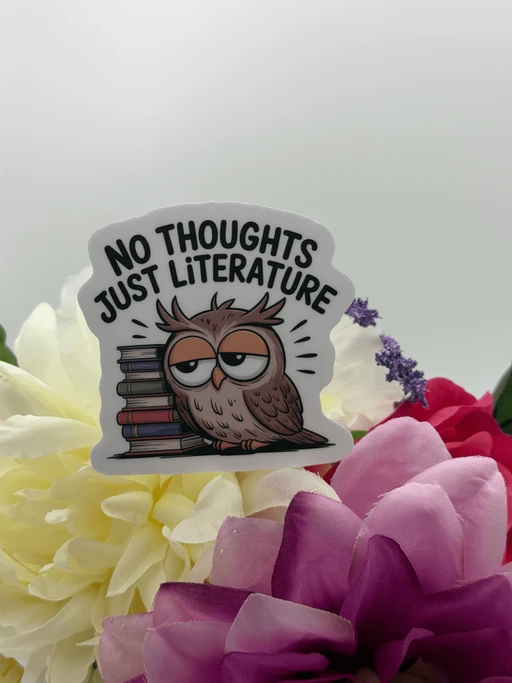 Funny Owl and Books Literature Vinyl Sticker
