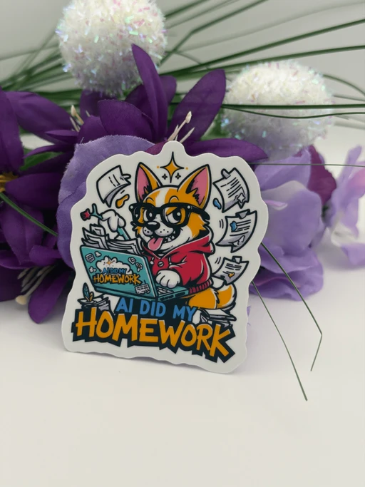 AI Did My Homework Funny Corgi Laptop Sticker