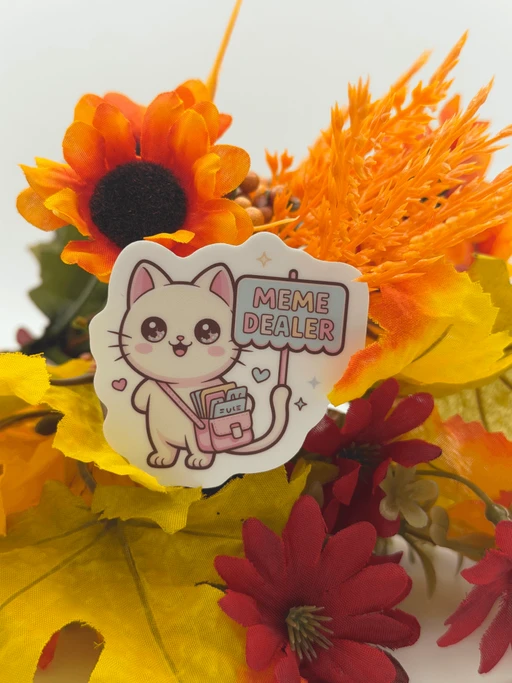 Cute Meme Dealer Cat Vinyl Sticker