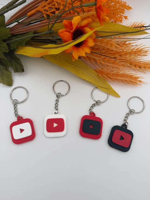 YouTube NFC Keychain 3D Printed Social Media Key Ring