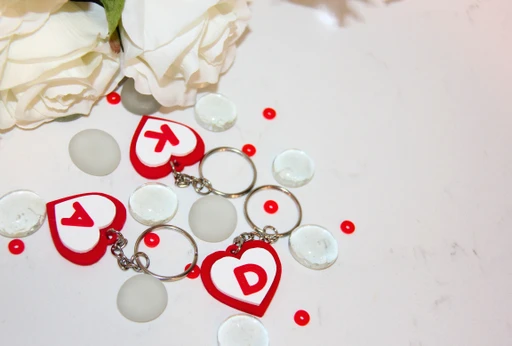 Personalized 3D Printed Heart Keychain with Initial