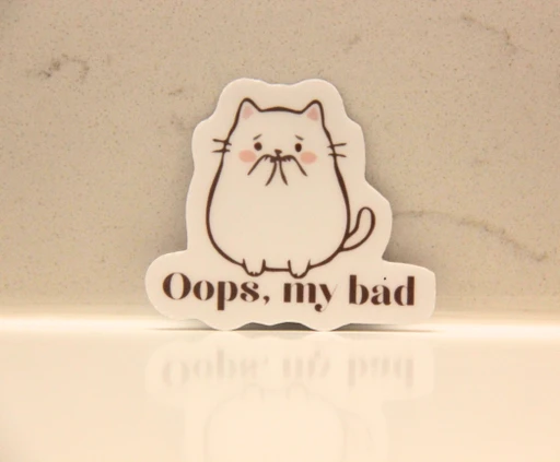 Oops My Bad Cat Sticker Cute Apology Cat Decal