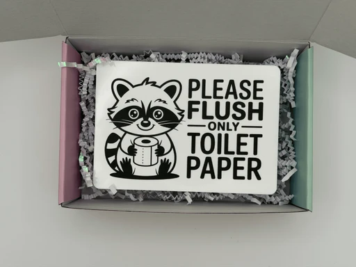 Raccoon Bathroom Sign "Please Flush only Toilet Paper"