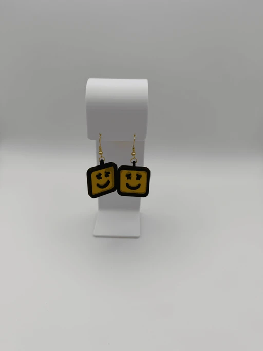 3D Printed Smiley Face Dangle Earrings