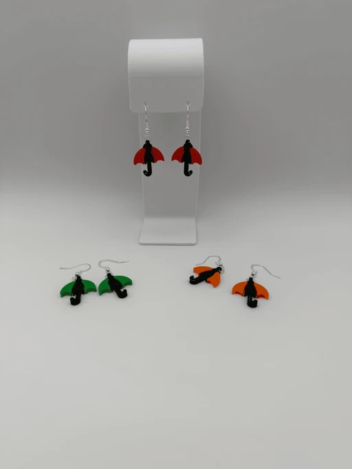 3D Printed Colorful Umbrella Dangle Earrings