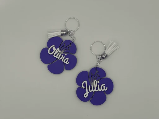 Personalized Hibiscus Keychain 3D Printed Floral