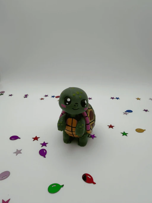 Cute Turtle Figurine Hand-Painted 3D Printed Decor