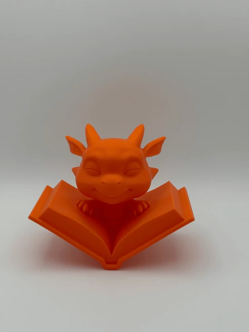 Cute Chibi Dragon in Open Book - 3D Printed Figure