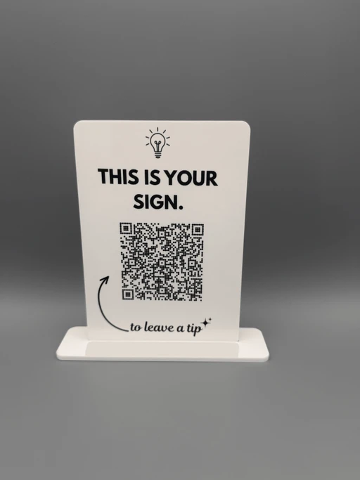 Personalized Acrylic QR Code Tip Sign with Stand