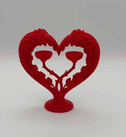 Heart Rose Ring Holder Stand for 2 Rings