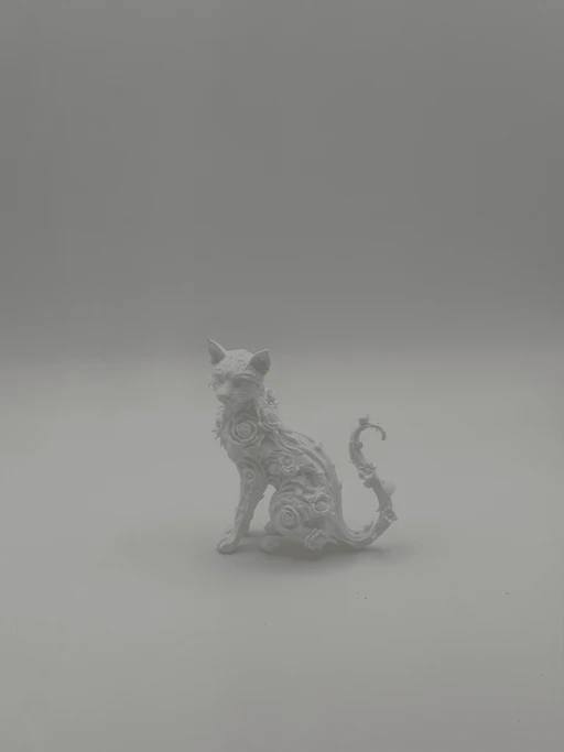 Floral White Cat Figurine 3D Printed Home Decor