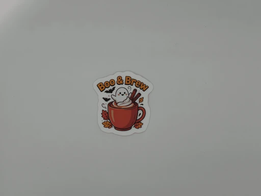 Boo and Brew Ghost Coffee Cup Sticker