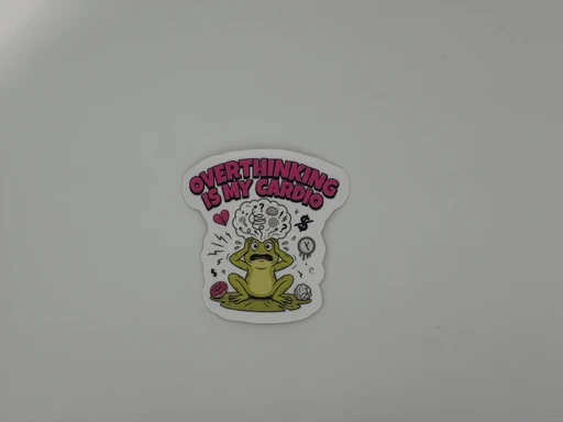 Overthinking Frog Vinyl Sticker Funny Anxiety Decal