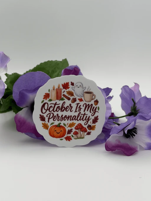 October Is My Personality Vinyl Sticker - Fall Ghost Pumpkin