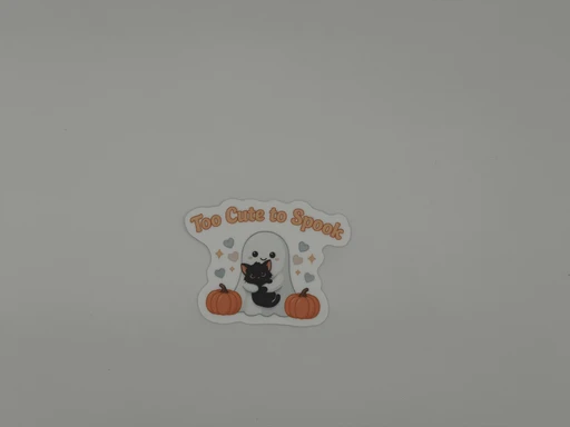 Kawaii Halloween Vinyl Sticker - Ghost Cat Too Cute to Spook