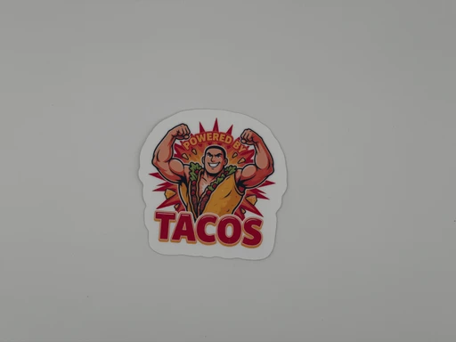 Funny Taco Vinyl Sticker - Powered By Tacos Die Cut Decal
